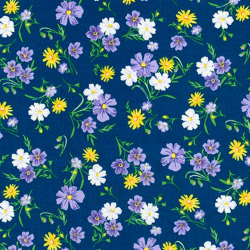 Ткань для пэчворка PEPPY Wildflowers 122 г/м? 100% хлопок цв.FLH-20289-9 NAVY уп.50х55 см