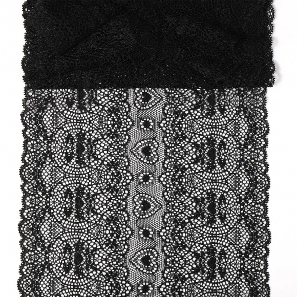 Кружево-стрейч KRUZHEVO арт.TBY.6185 шир.185мм цв.02 черный уп.18м Кружево-стрейч KRUZHEVO арт.TBY.6185 шир.185мм цв.02 черный уп.18м