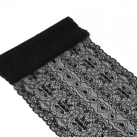 Кружево-стрейч KRUZHEVO арт.TBY.6185 шир.185мм цв.02 черный уп.18м Кружево-стрейч KRUZHEVO арт.TBY.6185 шир.185мм цв.02 черный уп.18м