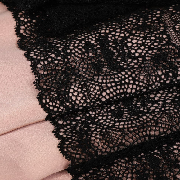 Кружево-стрейч KRUZHEVO арт.TBY.6185 шир.185мм цв.02 черный уп.18м Кружево-стрейч KRUZHEVO арт.TBY.6185 шир.185мм цв.02 черный уп.18м