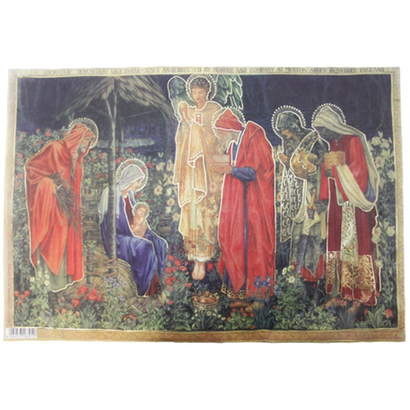 71040_Бумага рисовая с контурным золочением "Дева Мария с младенцем"