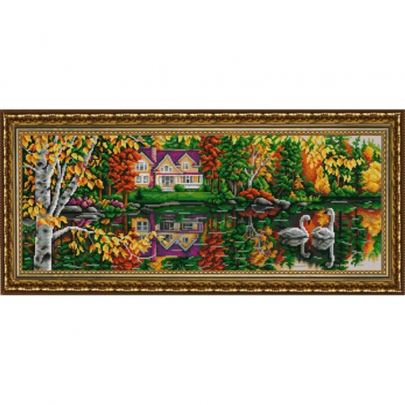 Рисунок на ткани (Бисер) КОНЁК арт. 9900 На пруду 25х65 см Рисунок на ткани (Бисер) КОНЁК арт. 9900 На пруду 25х65 см