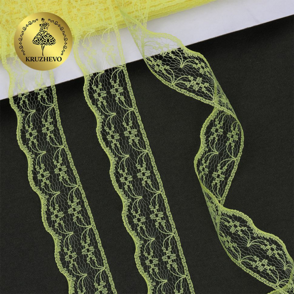 Кружево-трикотаж KRUZHEVO арт.TBY 1663 шир.20мм цв.13 желтый, уп.27,4м