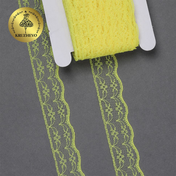 Кружево-трикотаж KRUZHEVO арт.TBY 1663 шир.20мм цв.13 желтый, уп.27,4м