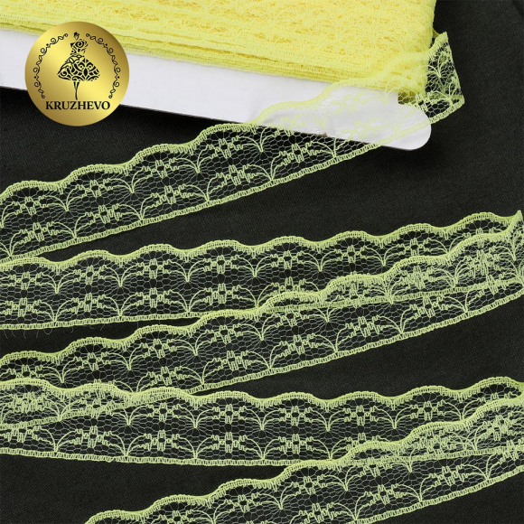 Кружево-трикотаж KRUZHEVO арт.TBY 1663 шир.20мм цв.13 желтый, уп.27,4м