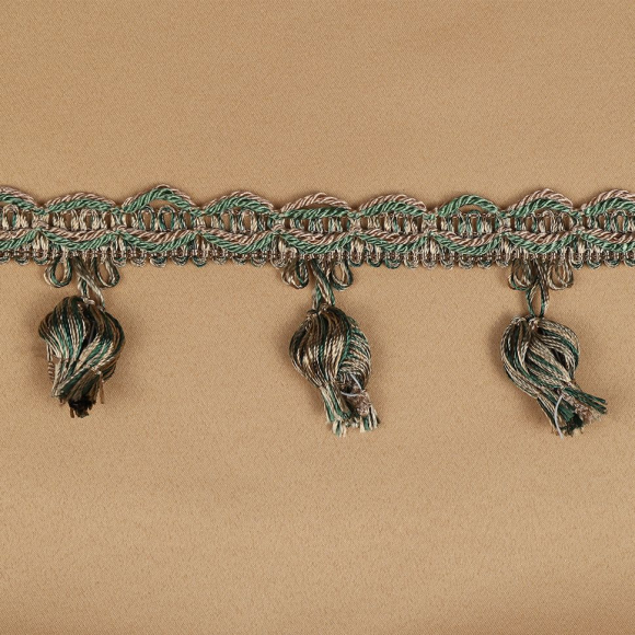 Бахрома для штор арт.6152-0333 шир.43мм цв.6456 беж+оливка уп.10м