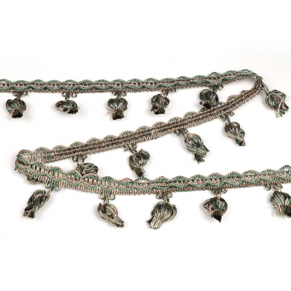 Бахрома для штор арт.6152-0333 шир.43мм цв.6456 беж+оливка уп.10м