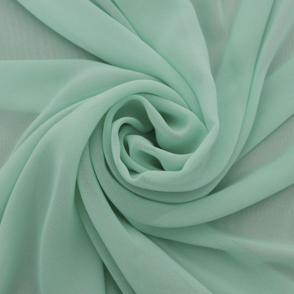 Ткань Шифон 80 г/м? 100% полиэстер шир.150 см арт.Р.14937.10 цв.10 мятный уп.40м