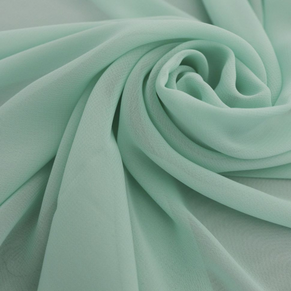 Ткань Шифон 80 г/м? 100% полиэстер шир.150 см арт.Р.14937.10 цв.10 мятный уп.40м