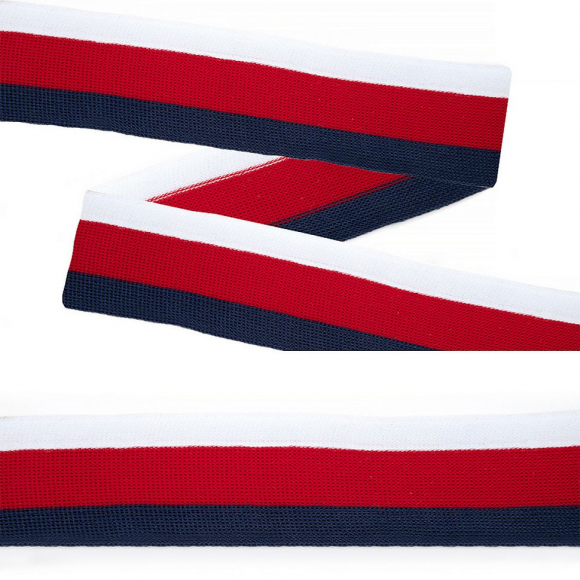 Тесьма TBY трикотажная Лампас KTS4330 шир.30мм цв.бел/красн/син уп.32м Тесьма TBY трикотажная Лампас KTS4330 шир.30мм цв.бел/красн/син уп.32м