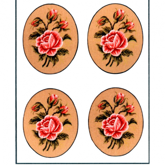 10130_Канва жесткая с рисунком "Роза,овал", 4 картинки