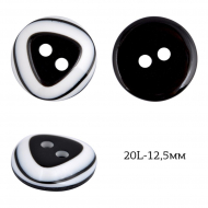 Пуговицы пластик TBY P-911-01 цв.черный-белый 20L-12мм, 2 прокола, 50 шт
