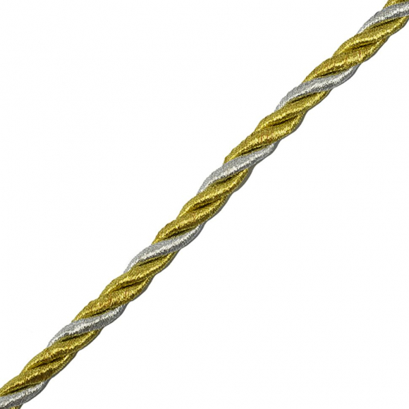 Шнур витой мебельный арт.SHDV043 8мм уп.10м серебро/золото