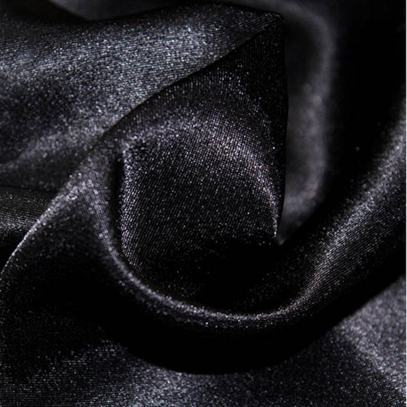 Ткань креп сатин 140г/м? 100% ПЭ шир.150см арт.Л4000 цв.999 черный уп.5м