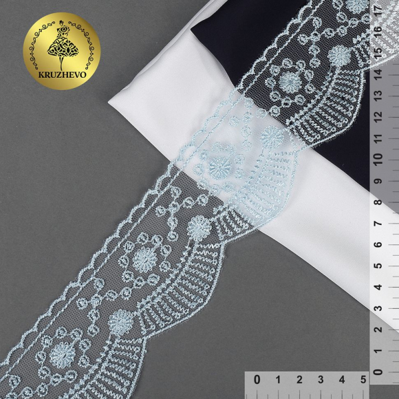 Кружево на жесткой сетке Exclusive арт.TBY J2052W-2 шир.55мм цв.B1515 голубой уп.13,71м