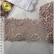 Кружево гипюр KRUZHEVO арт.TR.SUN.02 шир.85мм цв.810 кофе уп.9м