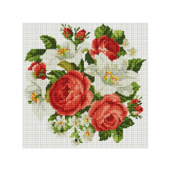 Набор Белоснежка для изготовления картин со стразами на подрамнике арт.БЛ.329-ST-S Розы и лилии 30х30см