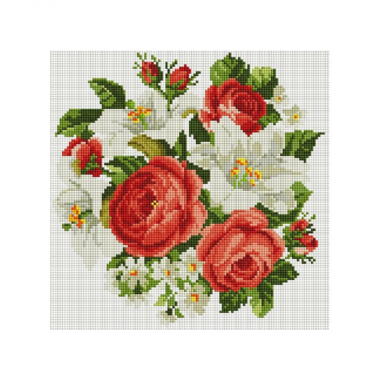 Набор Белоснежка для изготовления картин со стразами на подрамнике арт.БЛ.329-ST-S Розы и лилии 30х30см