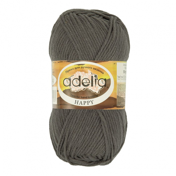 Пряжа ADELIA HAPPY (100% акрил) 10х50г/128м цв.14 т.серый