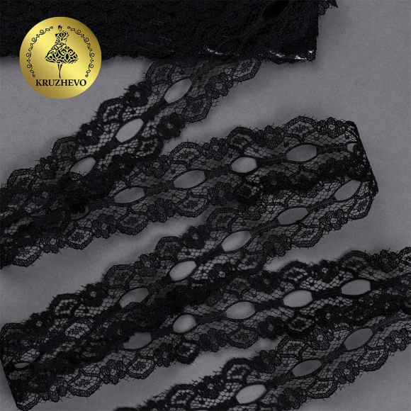 Кружево-трикотаж KRUZHEVO арт.TBY 1671 шир.25мм цв.10 черный уп.9,14м Кружево-трикотаж KRUZHEVO арт.TBY 1671 шир.25мм цв.10 черный уп.9,14м