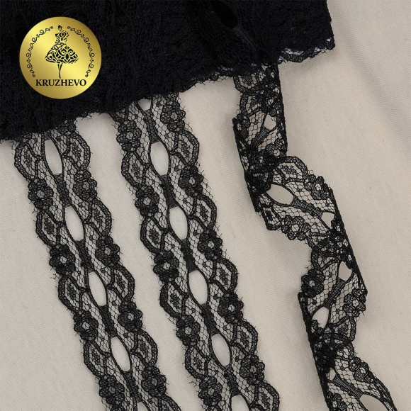 Кружево-трикотаж KRUZHEVO арт.TBY 1671 шир.25мм цв.10 черный уп.9,14м Кружево-трикотаж KRUZHEVO арт.TBY 1671 шир.25мм цв.10 черный уп.9,14м