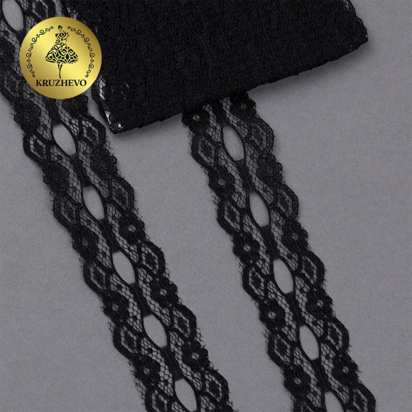 Кружево-трикотаж KRUZHEVO арт.TBY 1671 шир.25мм цв.10 черный уп.9,14м Кружево-трикотаж KRUZHEVO арт.TBY 1671 шир.25мм цв.10 черный уп.9,14м