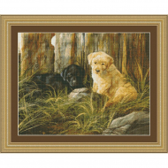 Набор для вышивания KUSTOM KRAFTS арт.97517 Щенки лабрадора 45,72х35,56 см