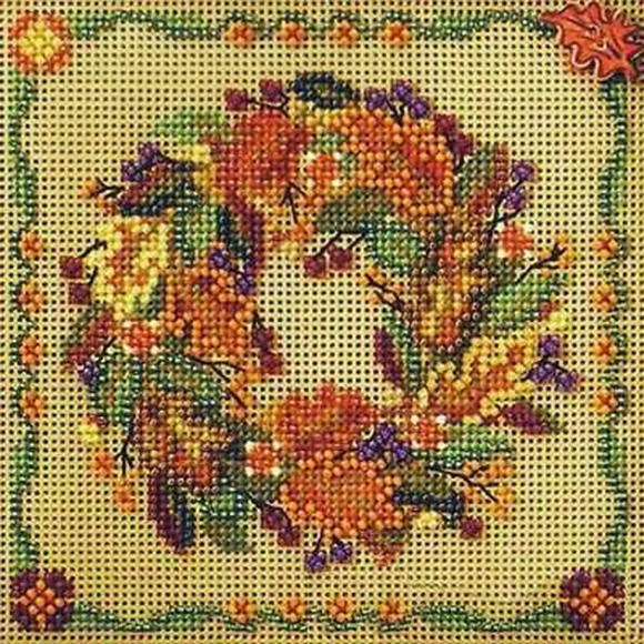 Набор для вышивания MILL HILL Осенний венок 12,7х12,7 см