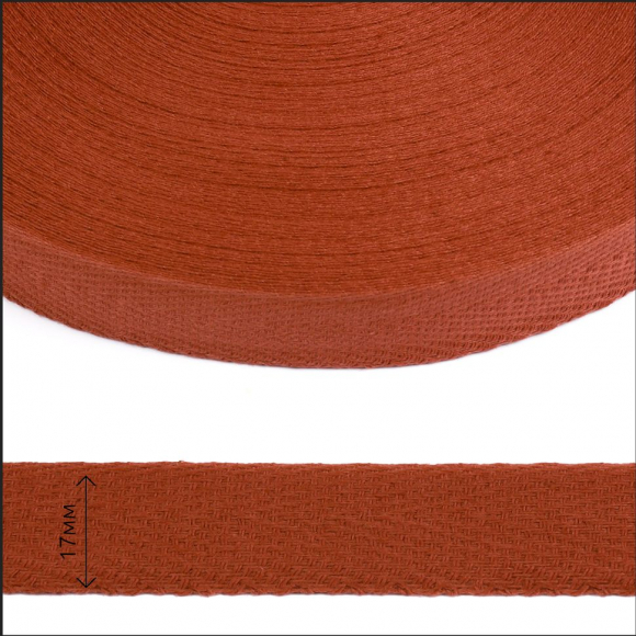 Тесьма киперная 17 мм хлопок 1,8г/см арт.12.2С-256К.17.421 цв.терракот уп.50м