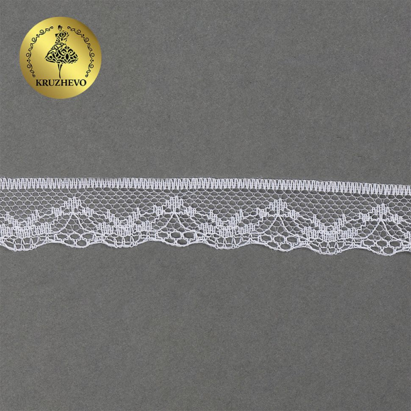 Кружево-трикотаж KRUZHEVO арт.TBY 1669 шир.20мм цв.01 белый, уп.27,4м