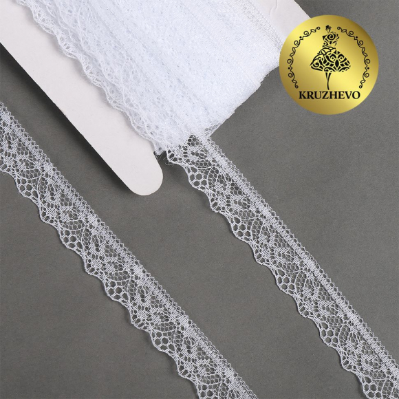 Кружево-трикотаж KRUZHEVO арт.TBY 1669 шир.20мм цв.01 белый, уп.27,4м