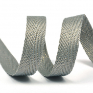 Тесьма киперная металлизированная 13 мм 90370 цв.серый с золотом уп.50м