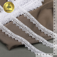 Кружево гипюр KRUZHEVO арт.TR.8GB0731 шир.15мм цв.01 белый, уп.9м