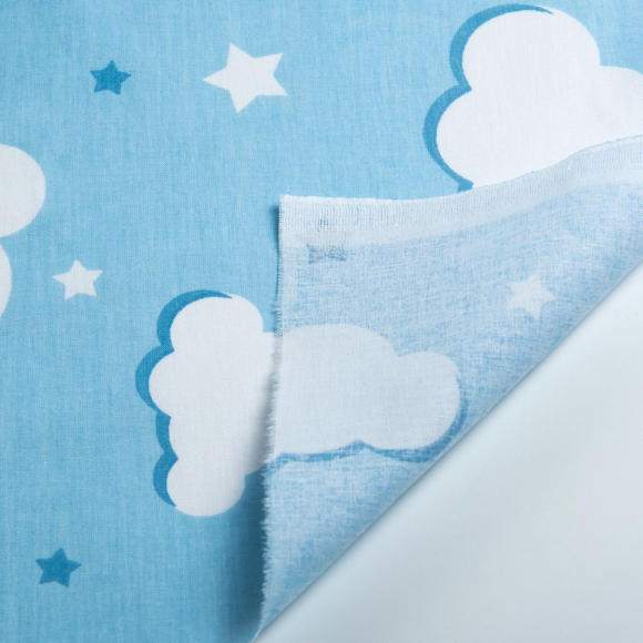 Ткань ранфорс Облака, арт.WH 2813-v04, 130г/м?,100% хлопок, шир.240см, цв.голубой, рул.30м