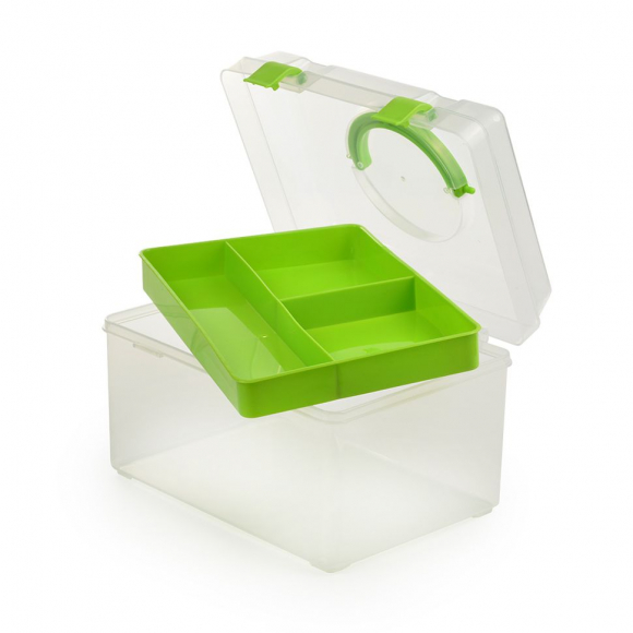 Контейнер для мелочей 2яруса, арт. TBY 199-026, пластик, цв.прозрачный, разм.17.5х12х11см