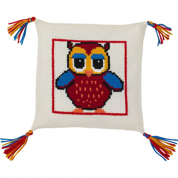 Набор для вышивания PERMIN арт.83-4198 Подушка Сова 28х28 см
