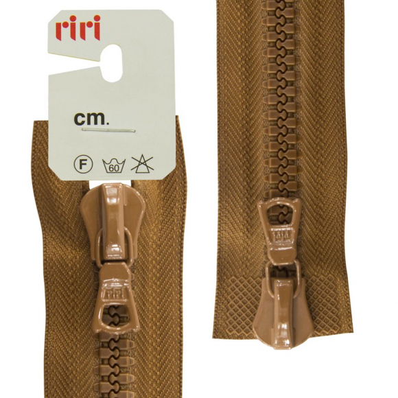 30583_Молния riri тракторная разъёмная 2 замка, 8 мм, 75 cм, цвет 2209, светло-коричневый
