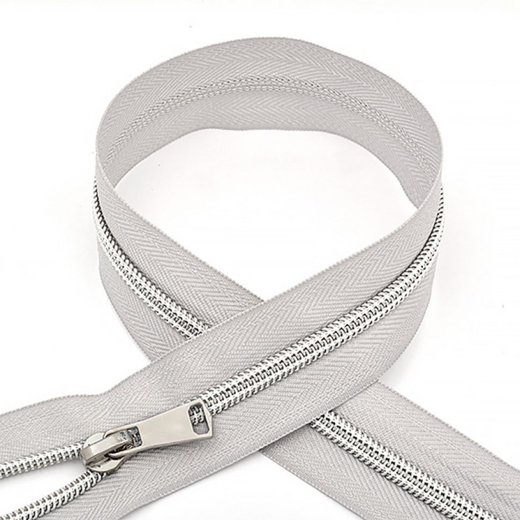 Молния MaxZipper спираль №5 декор. 60см цв.S336 серый уп.50шт