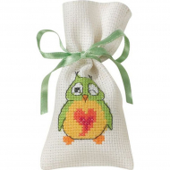 Набор для вышивания PERMIN арт.31-5141 Мешочек Зелёная сова 6х12 см