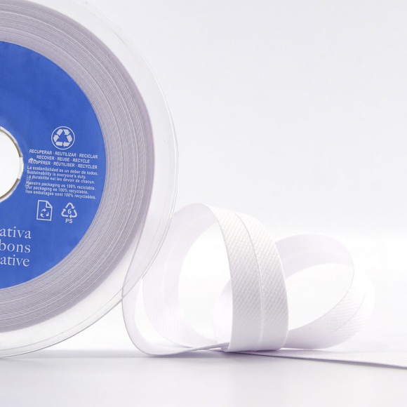 Косая бейка хлопок/полиэстер, 20 мм, 20 м, цвет 02, белый