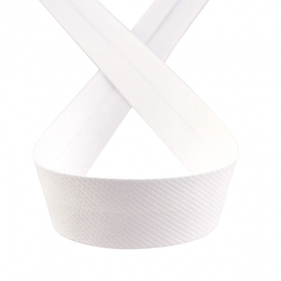Косая бейка хлопок/полиэстер, 20 мм, 20 м, цвет 02, белый