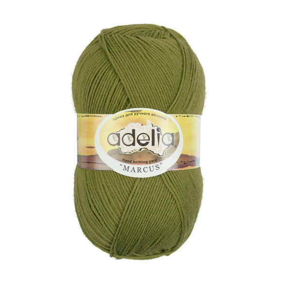 Пряжа ADELIA MARCUS (60% полиэстер, 40% шерсть) 5х100г/375м цв.12 т.оливковый