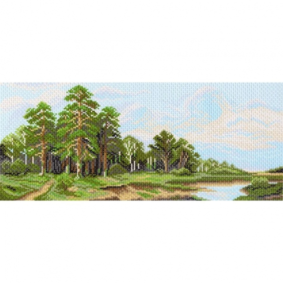 Рисунок на канве МАТРЕНИН ПОСАД арт.24х47 - 1072 Сосны у реки