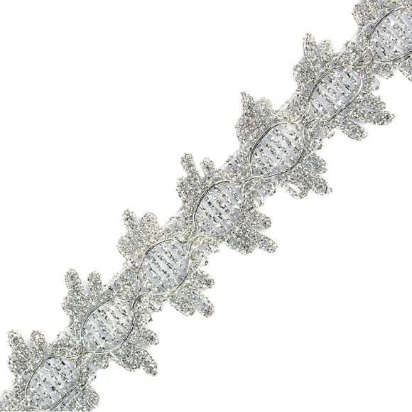 Тесьма отделочная арт.9386 шир.43 мм цв.серебро уп.18.28м