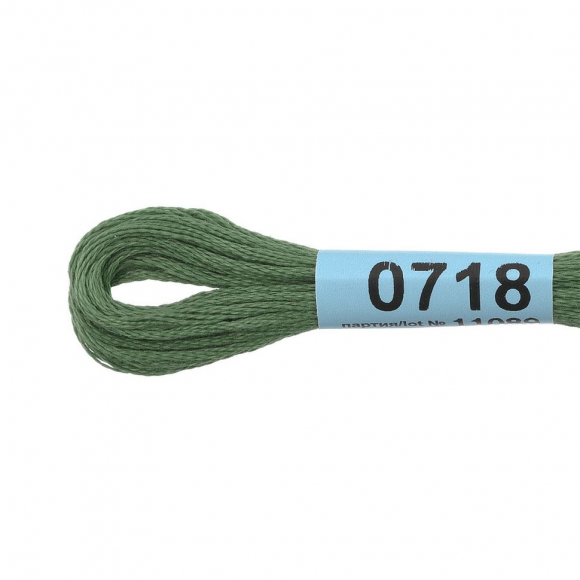 Нитки для вышивания Gamma мулине (0207-0819) 100% хлопок 24 x 8 м цв.0718 зелёный