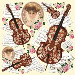 34640_Салфетка рисовая "Леди и скрипки"