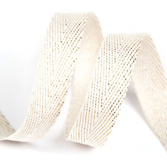 Тесьма киперная металлизированная 13 мм 90370 цв.белый с золотом уп.50м