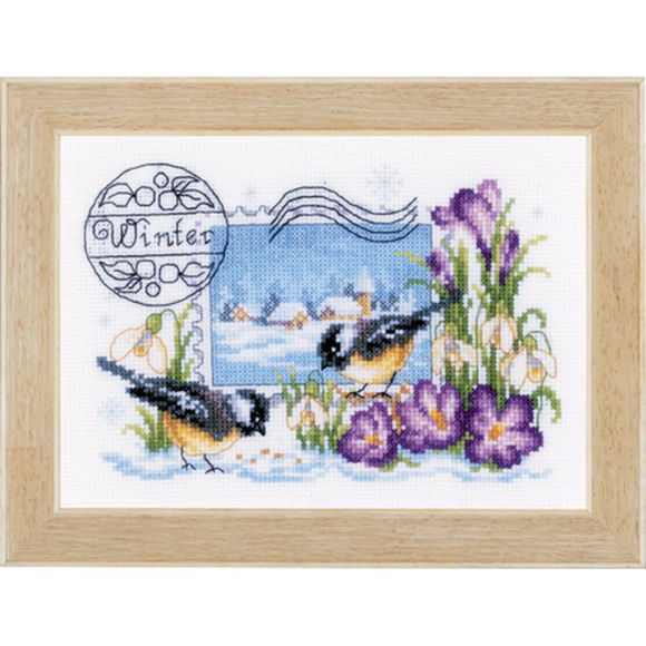 Набор для вышивания VERVACO арт.PN-0148640 Зимняя почтовая марка 21х15 см