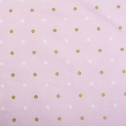 Ткань ранфорс с глитером Бусинки, арт.WH 20557-v01, 130г/м?,100% хлопок, шир.240см, цв.розовый/золото, уп.3м
