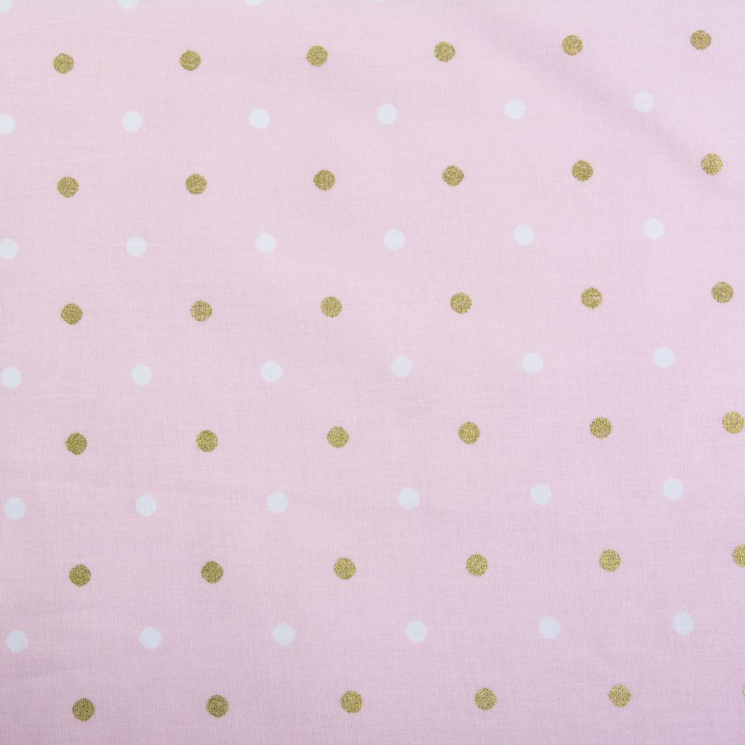 Ткань ранфорс с глитером Бусинки, арт.WH 20557-v01, 130г/м?,100% хлопок, шир.240см, цв.розовый/золото, уп.3м